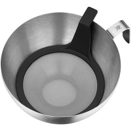 WMF 3-in-1 Multifunctional Funnel 18 cm, with Removable Reducing Funnel and Sieve, Cromargan Matte Stainless Steel, Plastic, Dishwasher Safe
