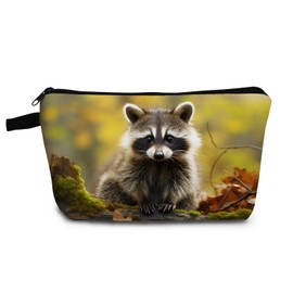 YULUENZE Raccoon Gift Raccoon Makeup Bag Cute Small Organizer Bag with Zipper Cartoon Kitten Raccoon Print Cosmetic Bag Birthday Gifts for Raccoon Lovers Women Friends…