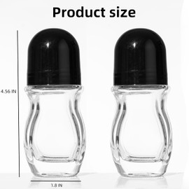 2 Pcs Glass Empty Roller Bottles, Deodorant Roll On Bottles Deodorant Containers,Roller ball deodorant container, Empty Roller Ball Bottles For Essential Oils Perfume Cosmetics(50ml) (2pcs Oval)
