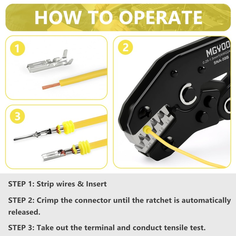 MGYOO Wire Crimping Tool Open Barrel Terminals Ratchet Wire Crimper