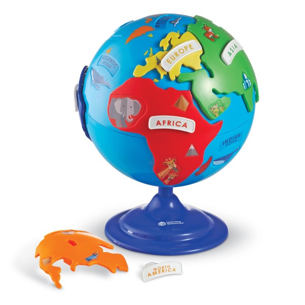 Learning Resources Puzzle Globe, 3-D Geography Puzzle, Fine Motor, Easter Games, Easter Gifts for Kids, 14 Pieces, Ages 3+