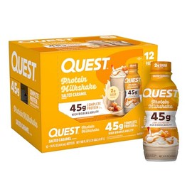 Quest Nutrition Salted Caramel Protein Shake, 45g Protein, 2g Sugar, 2g Net Carbs, Ready to Drink, Gluten Free, 12 Count