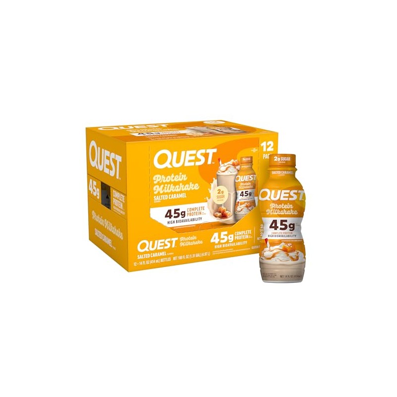 Quest Nutrition Salted Caramel Protein Shake, 45g Protein, 2g Sugar,