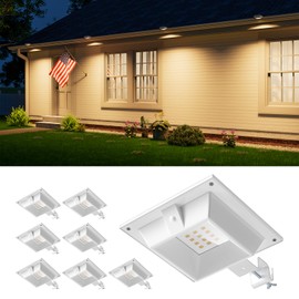 8 Pack Solar Powered Gutter Lights Outdoor Decorative Waterproof 12 LEDs Yard Lamp for Fence, Railing, Outside Wall, Deck, Garden, Path, Backyard, Walkway, Patio, No Drilling Installation (Warm White)