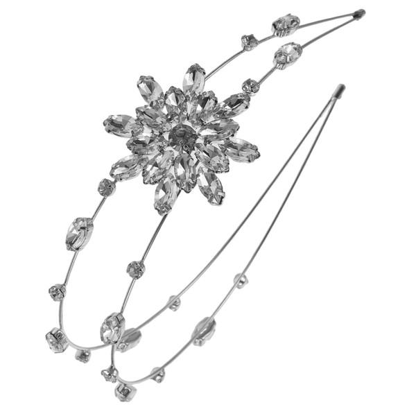 Healvian Women Rhinestone Headband Elegant Flower Design Accessory for Weddings