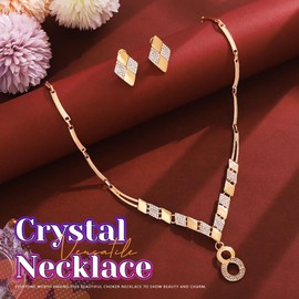 JAKAWIN Infinity Necklace and Earring Set Gold '8' Rhinestone Wedding Jewelry for Women