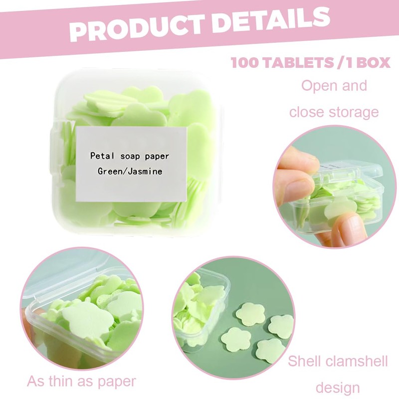 JEYORZY 4 boxes of soap tablets, soap sheets, portable mini