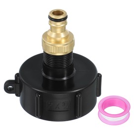 PATIKIL 275-330 IBC Tote Hose Adapter, 1 Pcs 2-3/8" Thread x 3/4" Hose Food Drain Adapter with Brass Nozzle for Garden Hose Connector