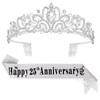 YARIEW 25th Anniversary Decorations, Silver Crown and Happy 25th Anniversary