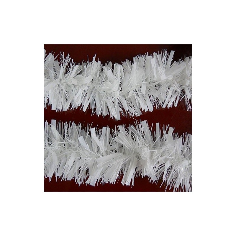 SHATCHI 1.8m/6ft White Luxury Deluxe Chunky Christmas Tinsel Garland Xmas