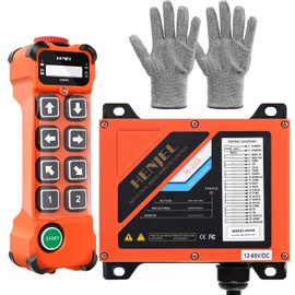 Double 2 Speed Industrial Wireless Crane Radio Remote Control 8 Channel Button for Overhead Bridge Travelling Gantry Crane with Electric Chain Hoist Transmitter and 24V 110V 220V Receiver