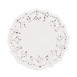 DECORA 3.5inch Round White Lace Paper Doilies for Wedding Tableware Decoration, 100-Pack