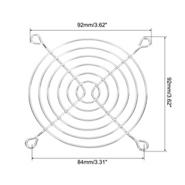 PATIKIL 92mm Fan Grill with Screws, 5 Pack Chrome Plated Iron Frame Ventilator Grill Protector Mesh Dustproof Case Cover for Computer PC, Silver Tone