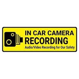 2x6 inch 4 Pcs Removable in Car Camera Recording Warning Decals Labels for Vehicles Taxi Drivers