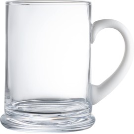 Barski - Calidad europea - Vidrio hecho a mano - Taza grande transparente - Con ópalo (blanco) mango y base - 24 oz - Fabricado en Europa
