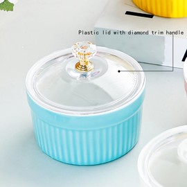 8 ounces (about 226.8 grams), with lid, Baked souffle, pudding, dessert, pie, quiche, Mini souffle cup, ceramic souffle cup, Ice Cream bowl, Ceramic bowl 6-piece set