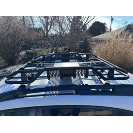 165 LBS Capacity Anti-Rust Cargo Carrier - Universal Rooftop Cargo Basket for SUVs, Cars, and Trucks - Roof Rack Carrier (50" x 38" x 6.3") for Car Top Luggage Storage - Black