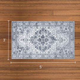 Wyatt & Ash Dream Mink Washable Geraldine Grey Geometric 3' x 5' Accent