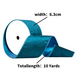 1.5Inch X 10 Yards Christmas Velvet Ribbon,1.5" Wide Wired Ribbon for Christmas Crafts Decoration, Wrapping (Blue, 1.5"-10 Yard)