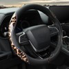 Leopard Steering Wheel Cover for Women, 15 Inch Leather, Brown