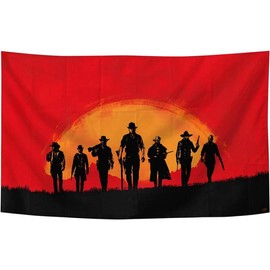 Game Tapestry Red Dead 2 Merch Poster Redemption Pop Art Home Decoration 60x40in Banner for College Dorm Room Decor,Outdoor,Gift, Parties - Color: black, Size: 90x60IN (230x152cm)