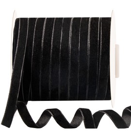 50 Yards Velvet Ribbon, 3/8 inch (10mm) Black Velvet Ribbon for Gift Wrapping, Valentine's Day, Wedding, Christmas, DIY Crafts, Decoration, Choker