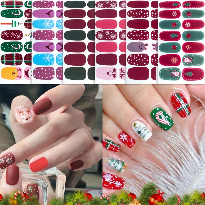12 Sheets Halloween & Christmas Nail Stickers Full Wraps, Nail
