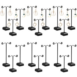 Xaztr 18Pcs Black Earring Stand Display, Metal Earring Holder T Bar Earring Stand Small Countertop Earring Hanger Hanging Jewelry Organizer with Acrylic Base for Necklace Bracelet(3 Size)