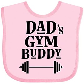 inktastic Dad's Gym Buddy Childs Workout Baby Bib Pink 2e1d6