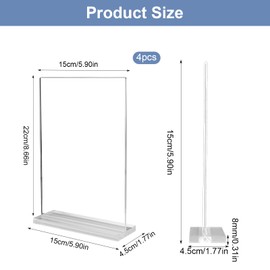 YGKYMVW A5 Table Stand, Pack of 4, Acrylic Menu Card Holder, Postcard Stand, A5 Acrylic Stand, A5 Display Stand, Flyer Stand for Photos, Office, Restaurant, Cafe Shop (21 x 150 cm)