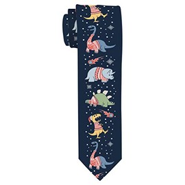 Funny Christmas Tie for Men Dinosaur Themed Christmas Gifts Ugly Christmas Sweater Tie Dino Necktie