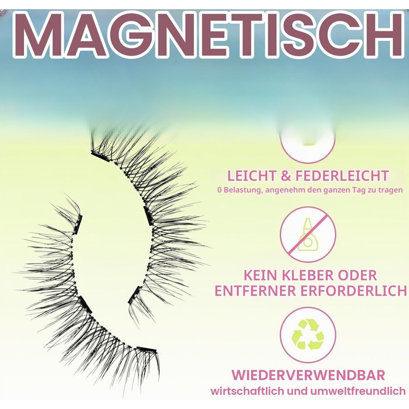Fmalra Magnetic Eyelashes, Magnetic Eyelashes Without Eyeliner, Reusable Natural Look