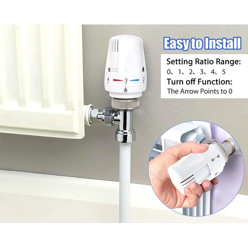 ZiYuya Temperature Control Valves Thermostatic Valve Head, TRV M30x1.5 Thermostatic