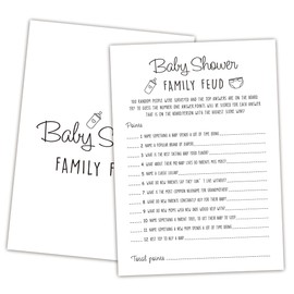Baby Shower Family Feud Game - Pack of 30 Game Cards 1 Answer Key, Baby Shower Game for Boy & Girl, Gender Neutral Baby Shower Decorations, Baby Feud Game Supplies-01
