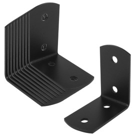 10 PCS 2 x 2 Inches L Shape Corner Brace, Black Steel 90 Degree Right Angle Bracket Shelf Bracket for Wood Furniture Chair Drawer Cabinet, Thickness 2mm