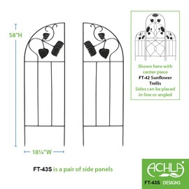 Achla Designs FT-43S Sunflower Side Panels Support Wrought Iron Garden Trellis for Climbing Plants