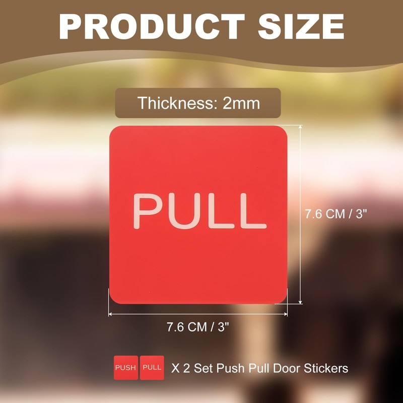 PATIKIL 2Set Push Pull Door Stickers, 3in Push and Pull