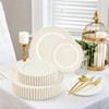 ROCOHANTI 60PCS Ivory Plastic Plates - Beaded Ivory Disposable Plates
