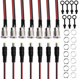 Seamaka 7pack 5.5 x 2.1 mm DC Power Jack Socket and Female DC Threaded Barrel Jack Panel Adapter,with Dustproof Plug O-P-036-N