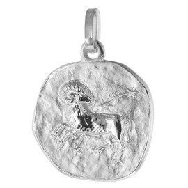 trendor Star Sign Aries 333 White Gold Diameter 16 mm Zodiac Sign Pendant for Men and Women Jewellery Real Gold Gift Idea 75932-04, White Gold