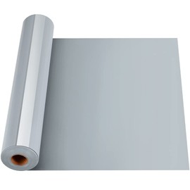 Heat Transfer Vinyl, 12''x16.5ft HTV Vinyl Roll, Iron on Vinyl for DIY T-Shirts, Tote Bags, Jeans, Compatible with Cricut, Cameo, Heat Press Machines-Easy to Cut, Strong Stickiness (Sliver Grey)