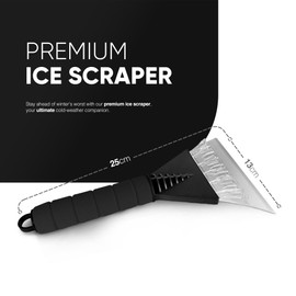 𝟮 𝗣𝗔𝗖𝗞 Ice Scraper for Car, Van & Truck Windscreen and Windows with Soft Grip Handle | Indestructible and will Scrape Snow, Frost & Ice | Car Essentials for Winter - (Black & Grey)