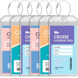 Teskyer Luggage Tags for Cruise Ships, Carnival Cruise Luggage Tag Holder, Cruise Ship Essentials, Clear Luggage Tags for All Cruise Lines, 6 Pack