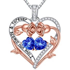 Iefil September Birthstone Necklace Jewelry, Anniversary Birthday Gift for Her Women Wife Birthstone Jewelry Blue Sapphire Necklace