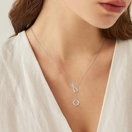 JLYY Sterling Silver Mobius Circle & Infinity Symbol Pendant Necklace for Women Gift for Birthday/Xmas
