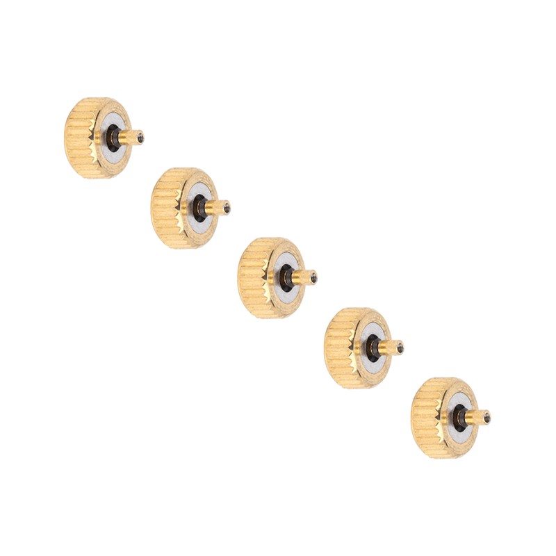 5 Pcs Professional Watch Crown Parts Gold Steel Wrist Watch