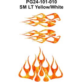 Wild Dingos LLC - STYLE2 Multi-Color Flame Decal Kit Golf Cart, UTV, RC, ATV, Mower, Motorcycle Tank (B - Medium, PG24-101-010 SM LT Yellow White)