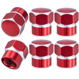 MEAJOO 6PCS Car Tire Valve Stem Caps, with Rubber O-Ring,Corrosion Resistant Leak-Proof, Aluminum Universal Wheel Tyre Stem Covers for Cars, SUV, Trucks, Bikes, Motorcycles, Bicycles(Red)