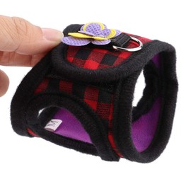 2Set Small Animal Harness, Chinchilla Walking Harness Vest with Leash Set with Cute Butterfly Decor for Squirrel Bunny Guinea Pig Kitten Red Grid Purple Hearts 2 Pieces(S)