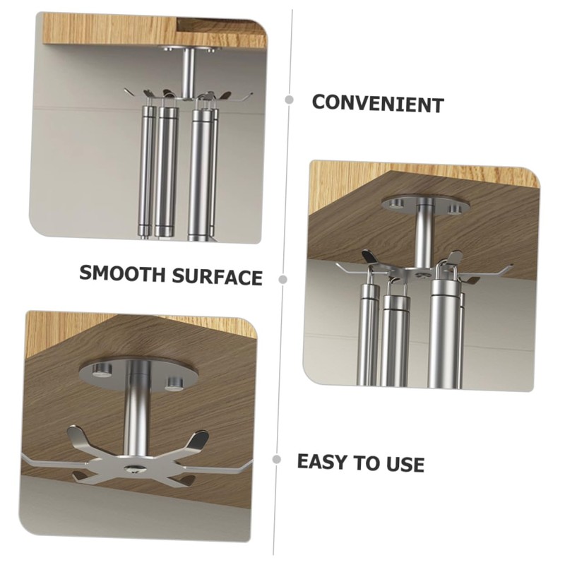 ABOOFAN 2pcs Rotatable Stainless Steel Cabinet Hooks for Kitchen Utensils